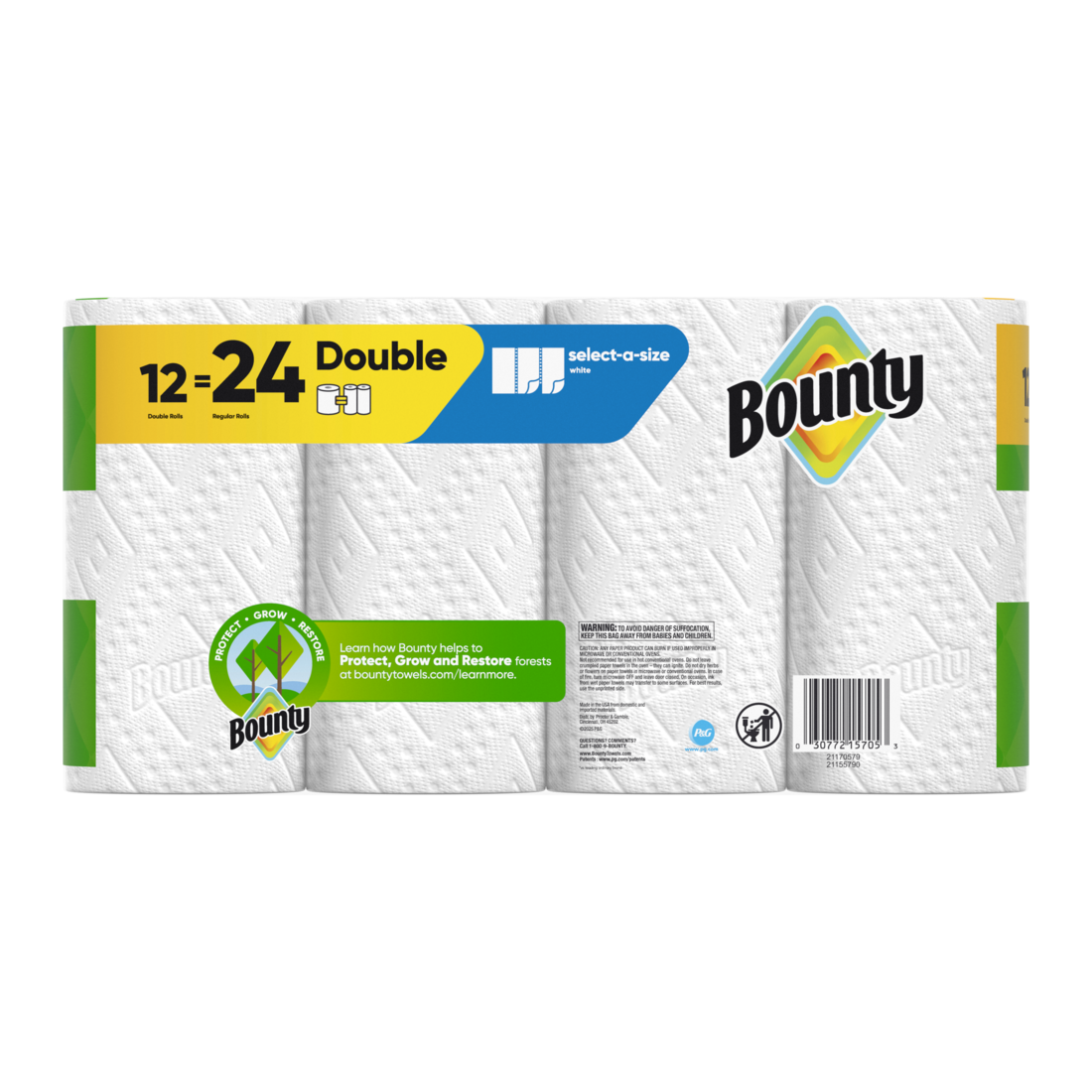 Bounty Paper Towels Select-A-Size White Double Rolls - (12x82)ct/1pk