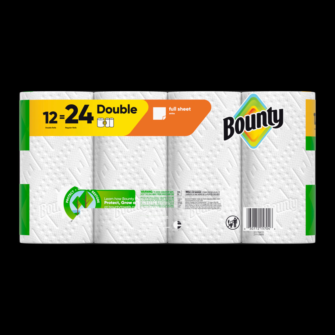 Bounty Paper Towels Full Sheet White Double Rolls - (12x50)ct/1pk