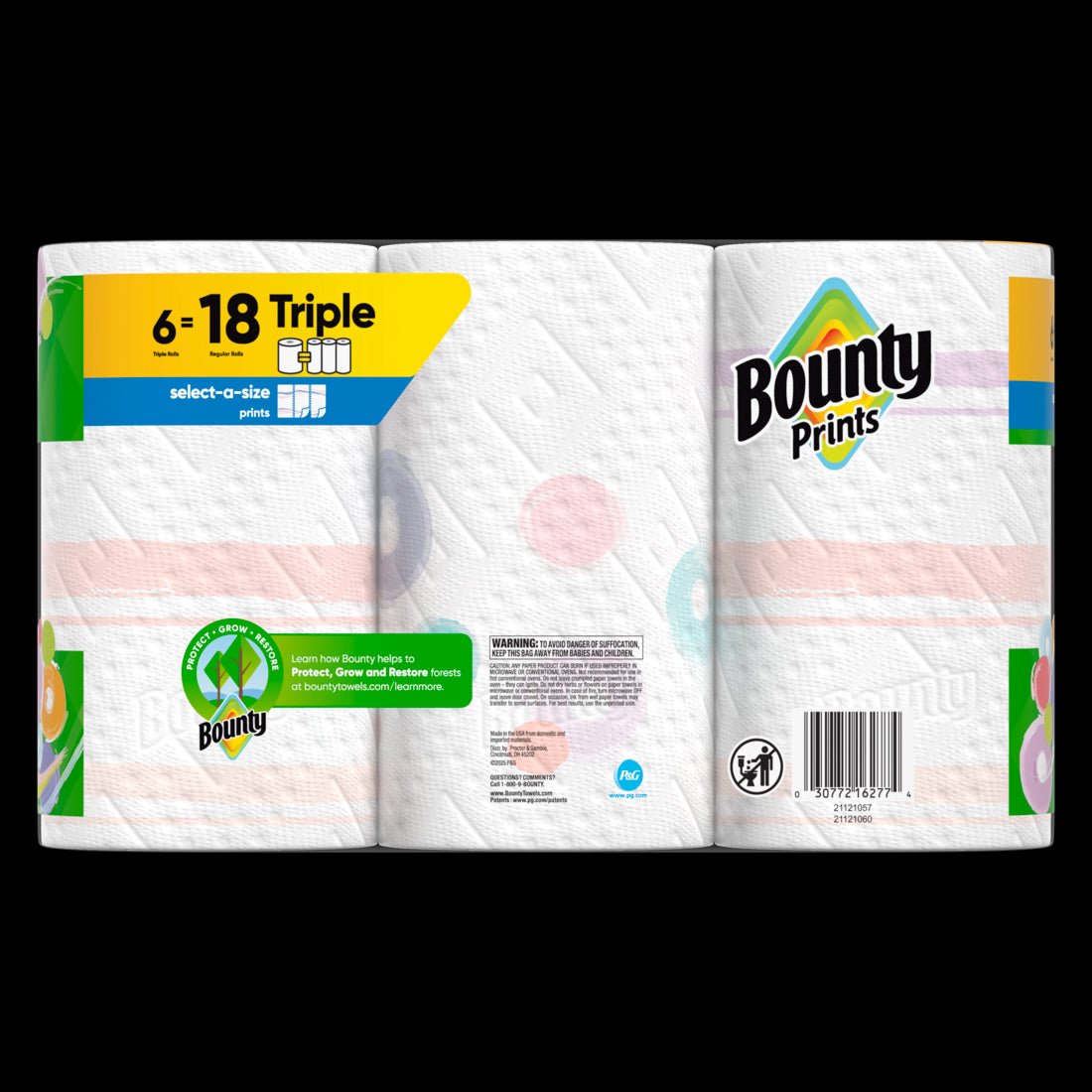 Bounty Paper Towels Select-A-Size Print Triple Rolls - (6x123)ct/1pk
