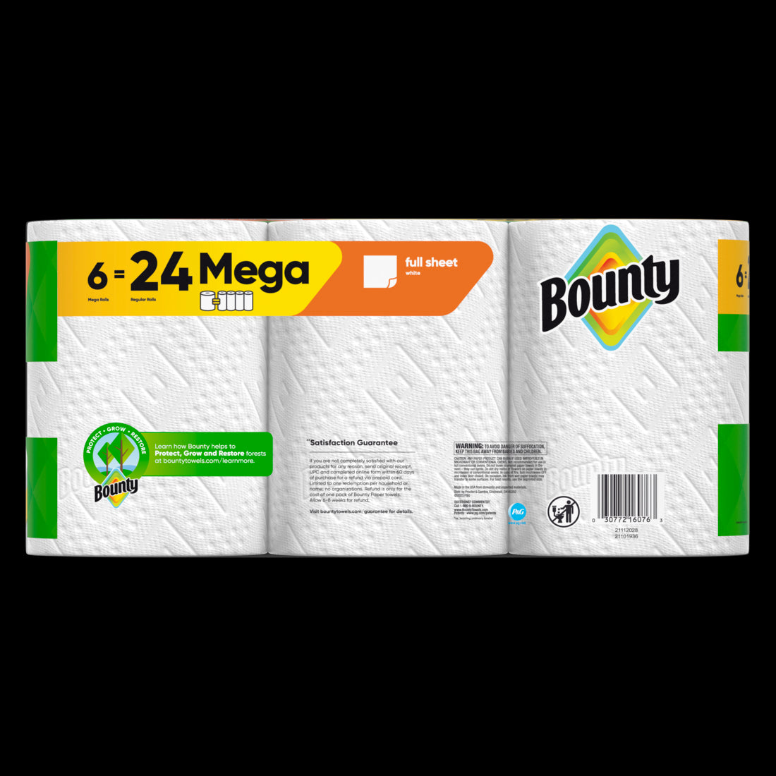 Bounty Paper Towels Full Sheet White Mega Rolls - (6x100)ct/1pk