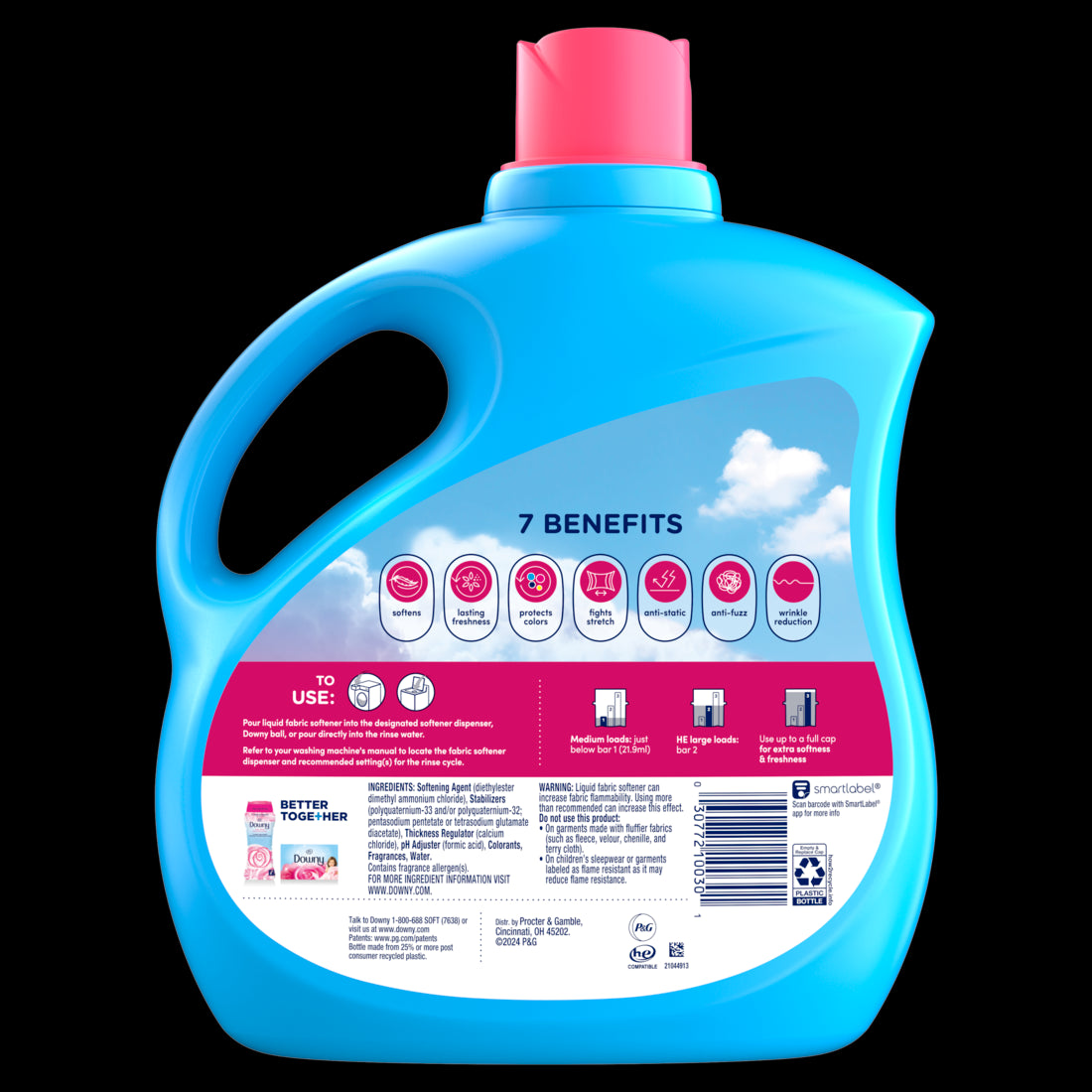 Downy Soft 2 in 1 Soft and Fresh Liquid Fabric Softener April Fresh 150 loads - 111oz/4pk