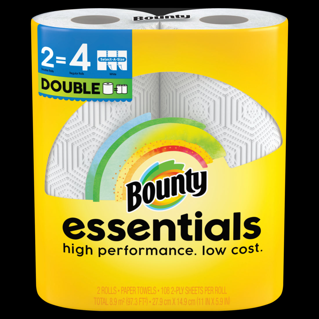 Bounty Essentials Select-A-Size Paper Towels White Double Rolls - (2x108)ct/8pk
