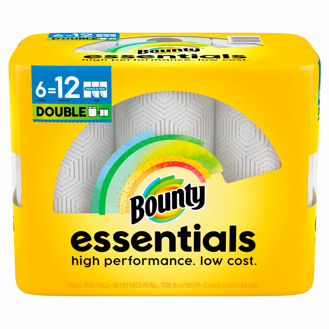 Bounty Essentials Select-A-Size Paper Towels White Double Rolls - (6x108)ct/1pk