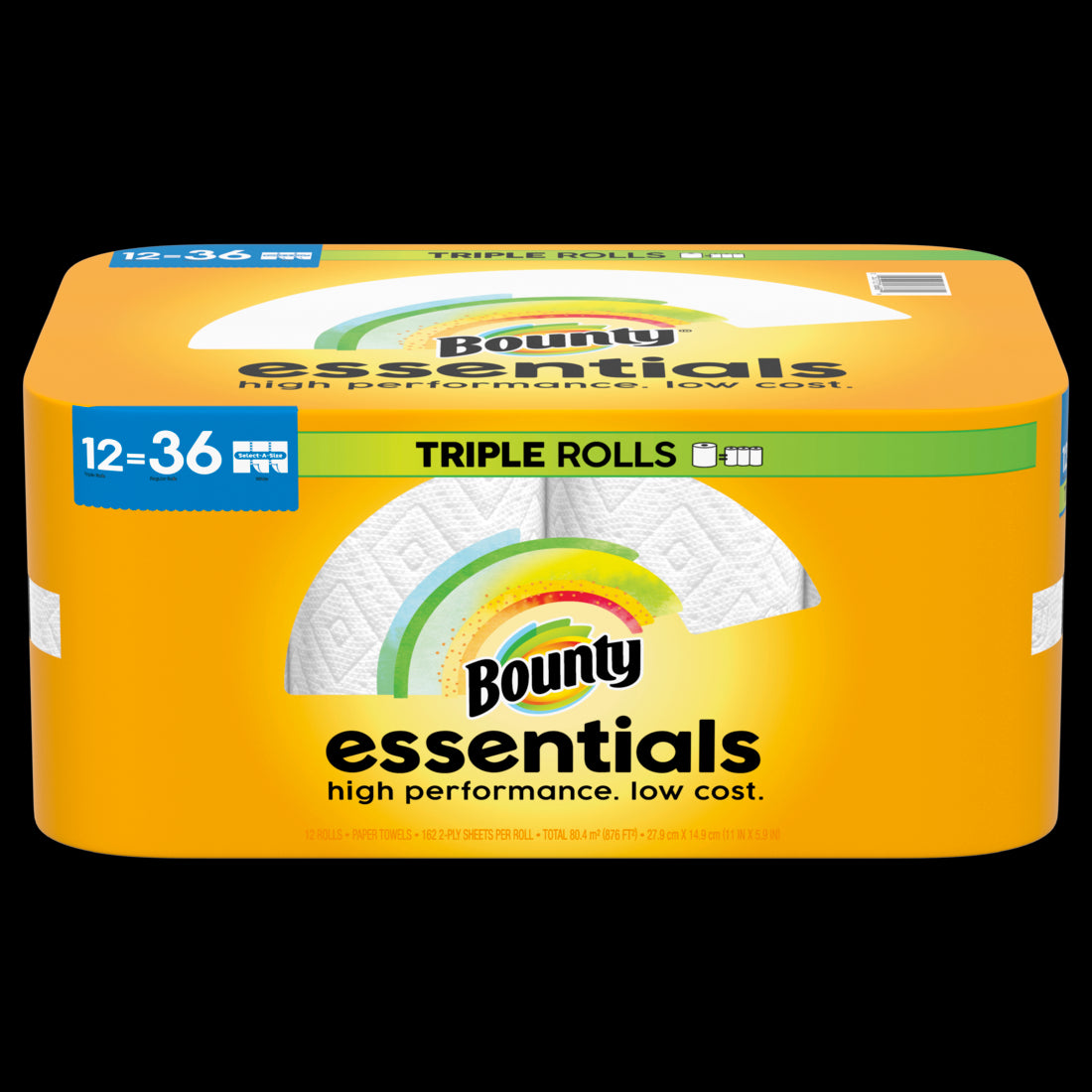 Bounty Essentials Select-A-Size Paper Towels White Triple Rolls - (12x162)ct/1pk