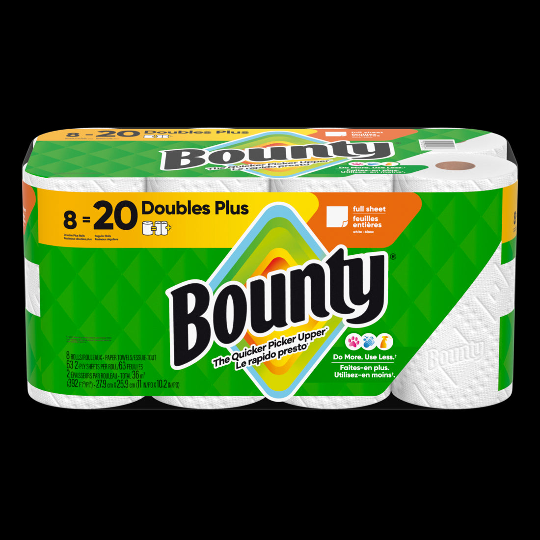 Bounty Paper Towels Full Sheet White Double Plus Rolls - (8x63)ct/1pk