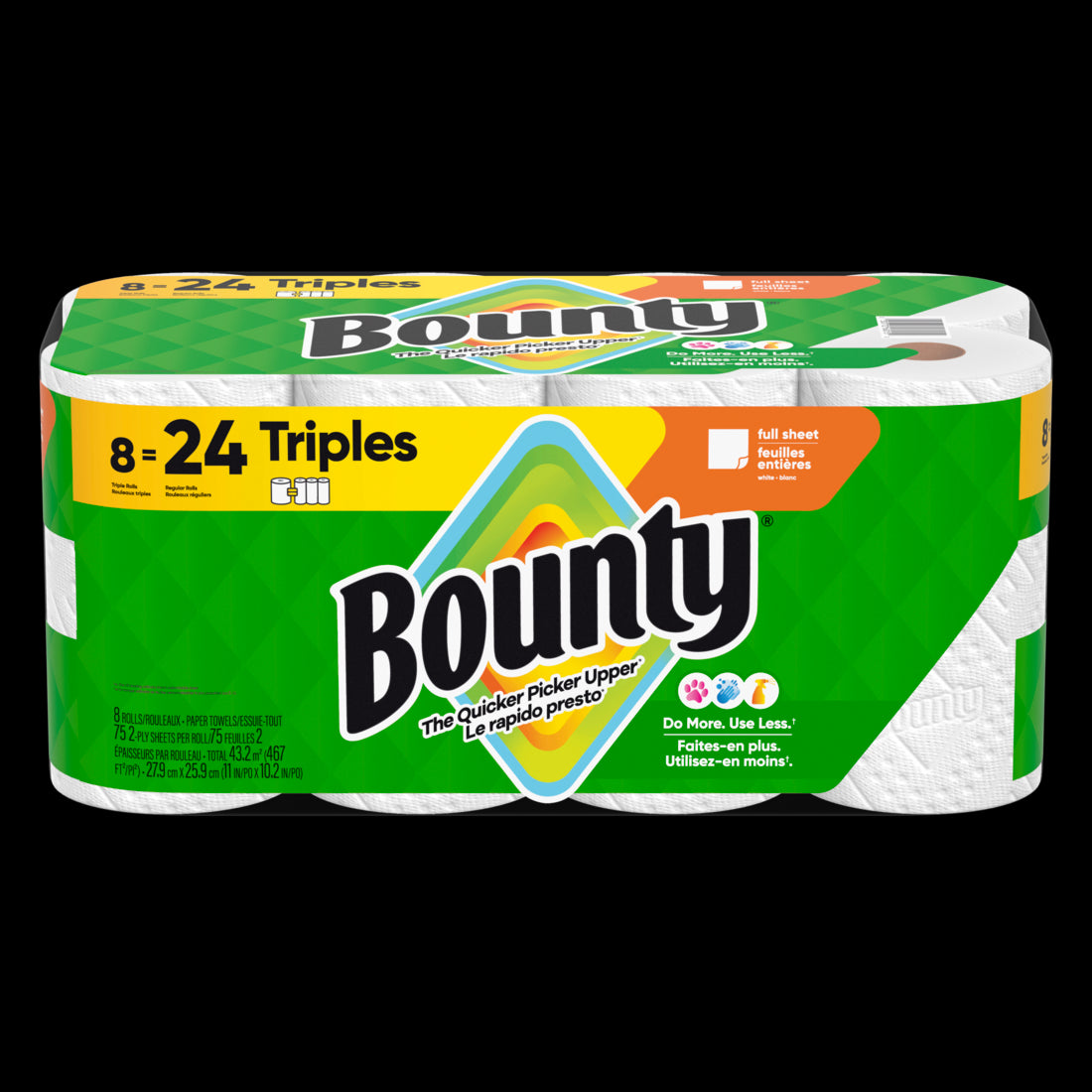 Bounty Paper Towels Full Sheet White Triple Rolls - (8x75)ct/1pk