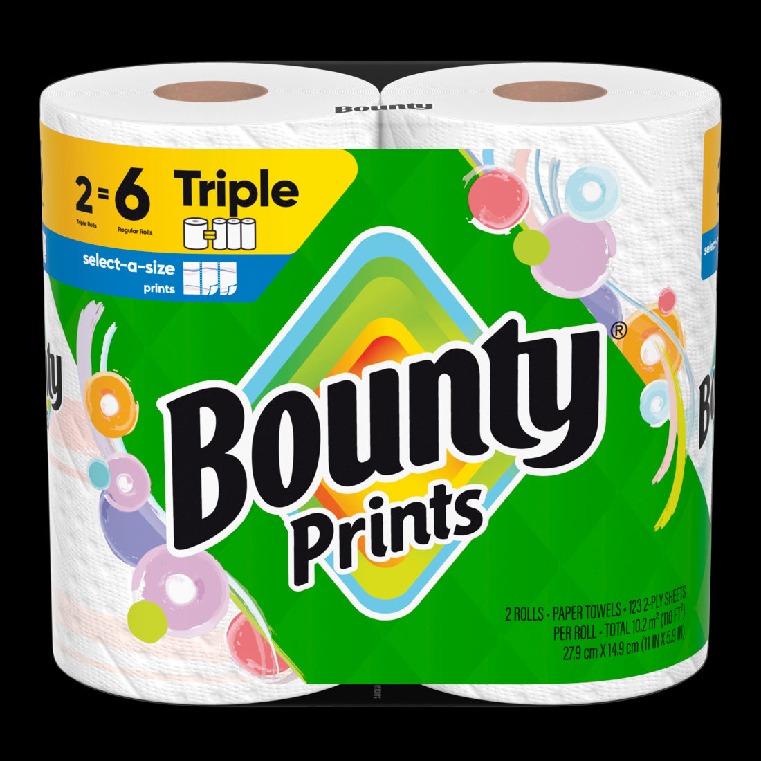 Bounty Paper Towels Select-A-Size Print Triple Rolls - (2x123)ct/6pk