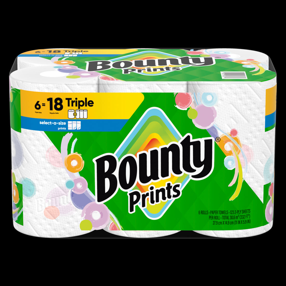 Bounty Paper Towels Select-A-Size Print Triple Rolls - (6x123)ct/1pk