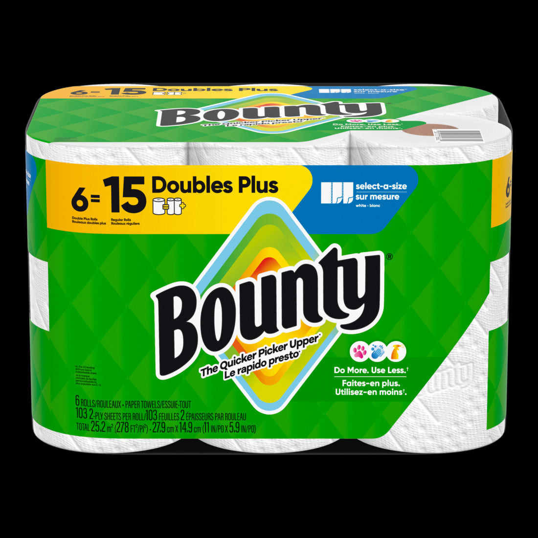 Bounty Paper Towels Select-A-Size White Double Plus Rolls - (6x103)ct/1pk