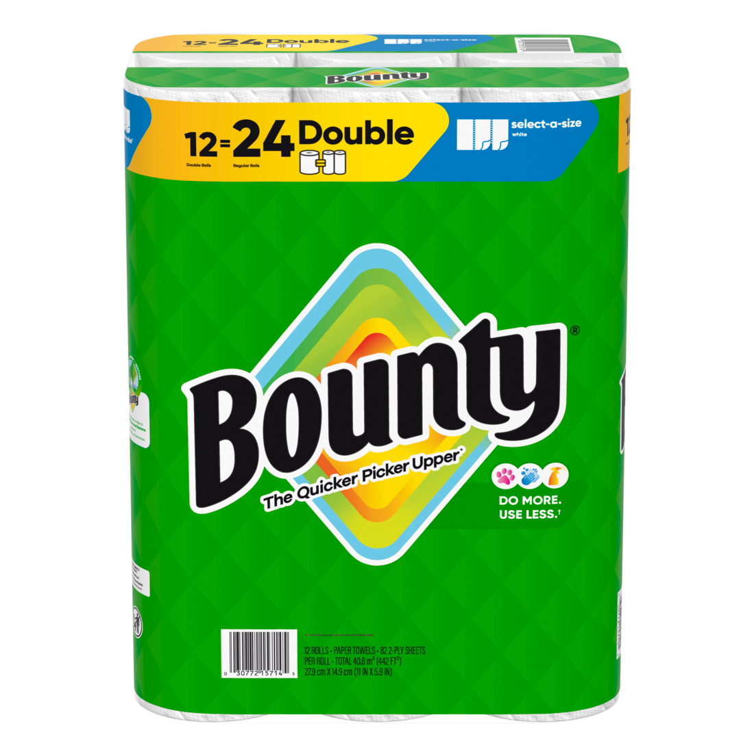 Bounty Paper Towels Select-A-Size White 12 Double Rolls 82 Sheets Per Roll - 12ct/1pk