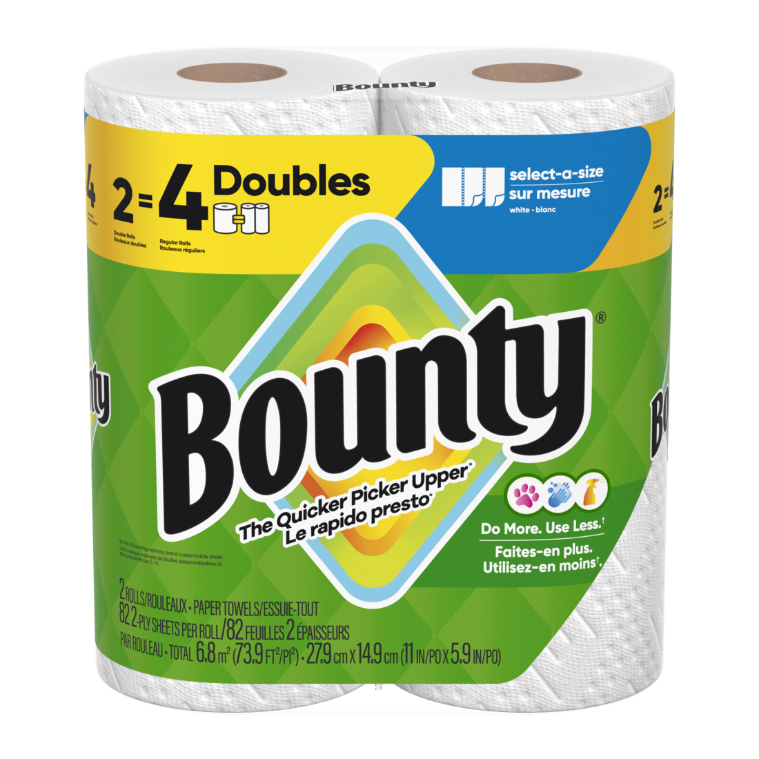 Bounty Paper Towels Select-A-Size White 2 Double Rolls 82 Sheets Per Roll - 2ct/6pk