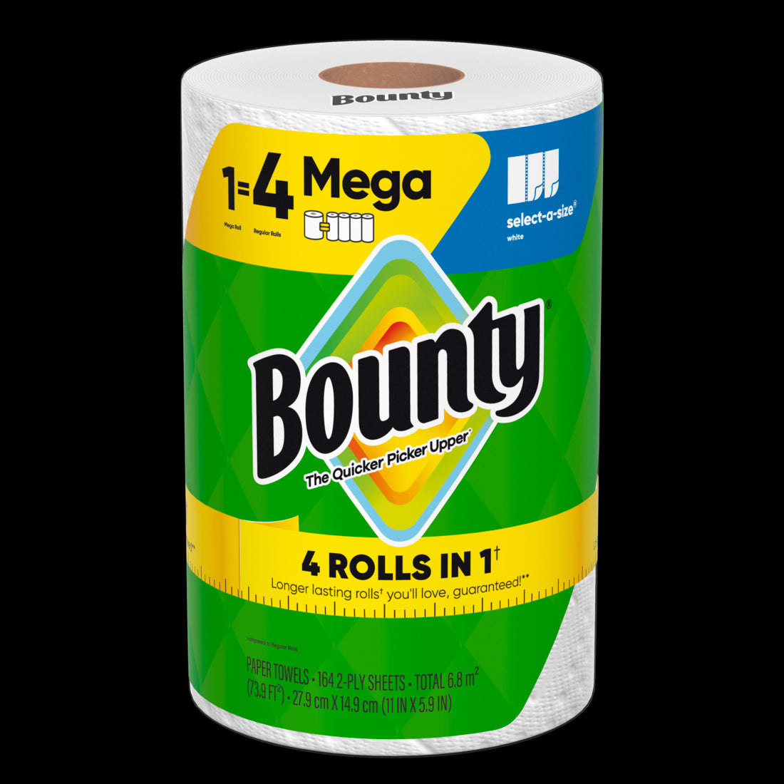 Bounty Paper Towels Select-A-Size White Mega Roll - (1x164)ct/12pk