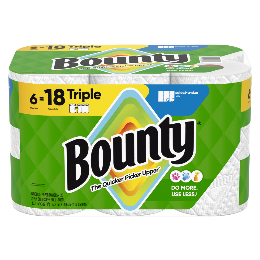 Bounty Paper Towels Select-A-Size White 6 Triple Rolls 123 Sheets Per Roll - 6ct/1pk