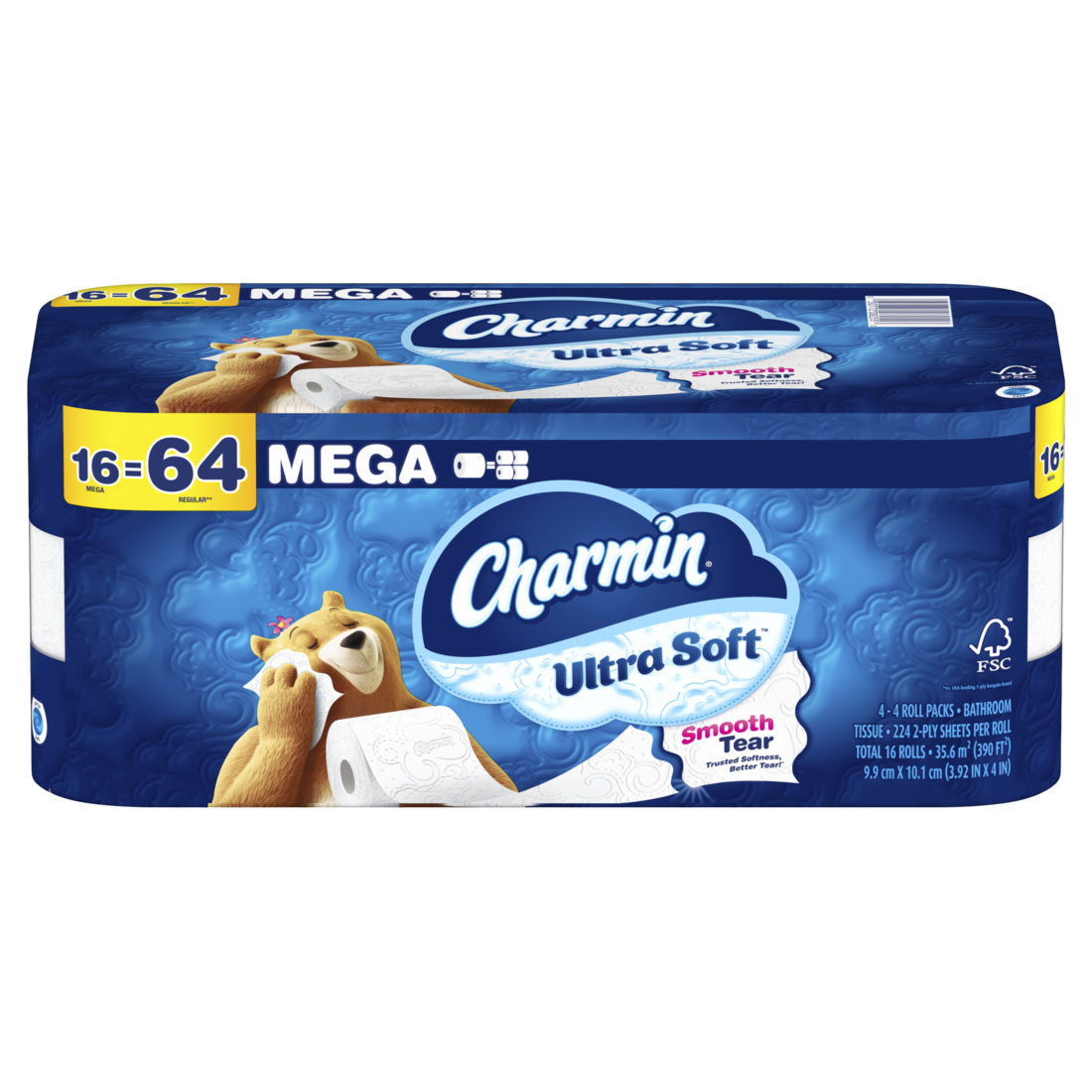 Charmin Ultra Soft Toilet Paper Mega Rolls 224 sheets per roll - 16ct/1pk