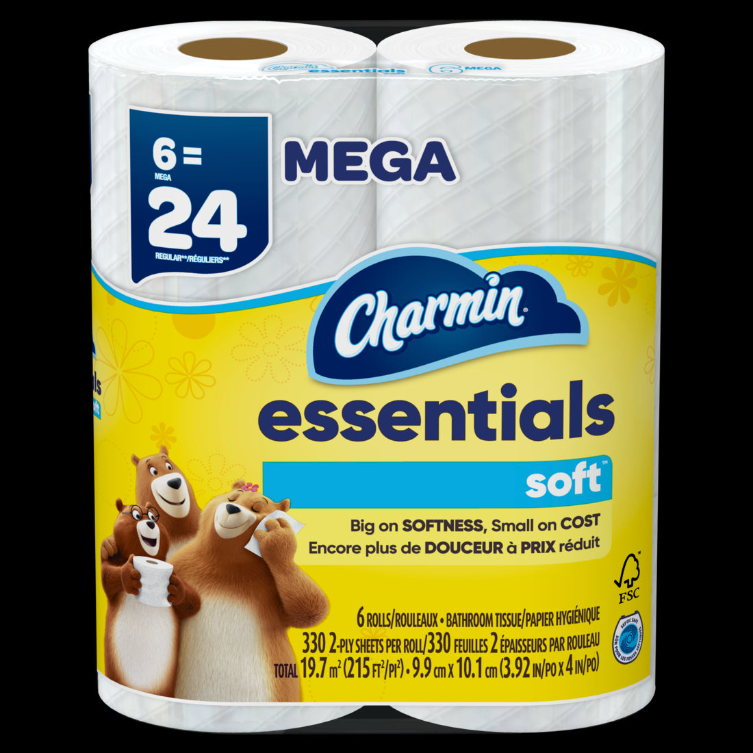Charmin Essentials Soft Toilet Paper Mega Rolls - (6x330)ct/3pk