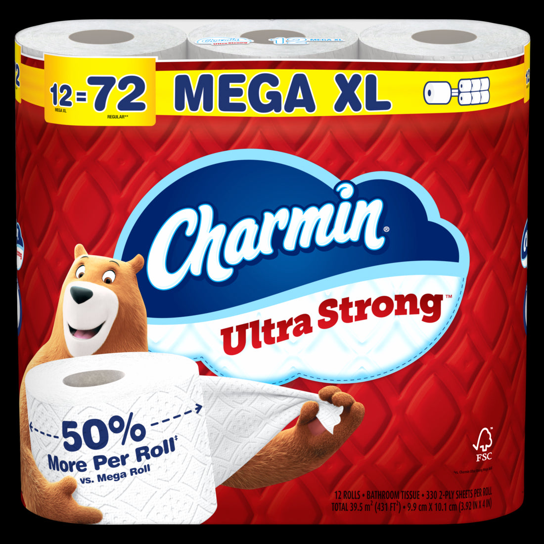 Charmin Ultra Strong Toilet Paper Mega XL Rolls - (12x330)ct/4pk