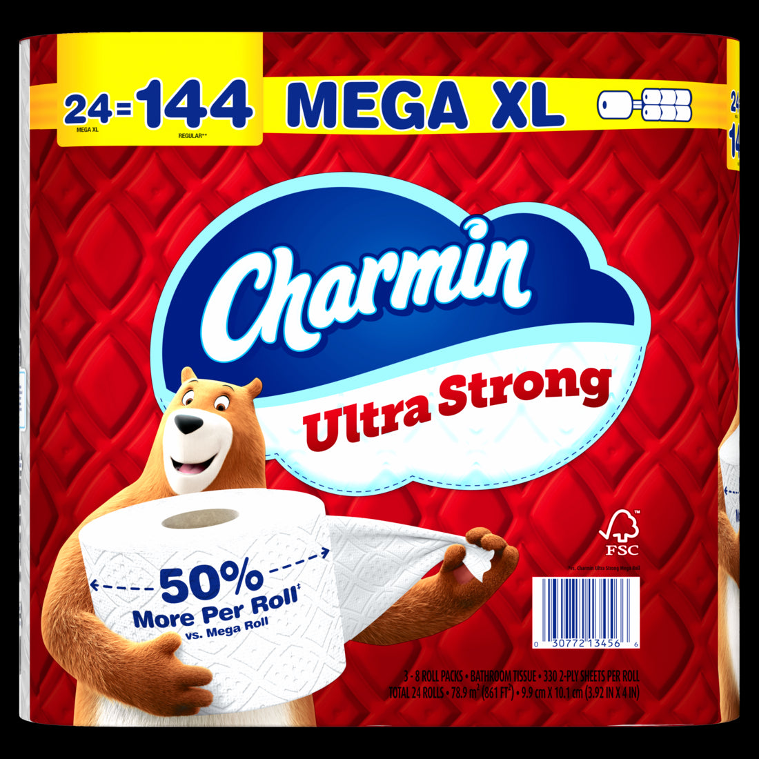 Charmin Ultra Strong Toilet Paper Mega XL Rolls 330 sheets per roll - 24ct/1pk