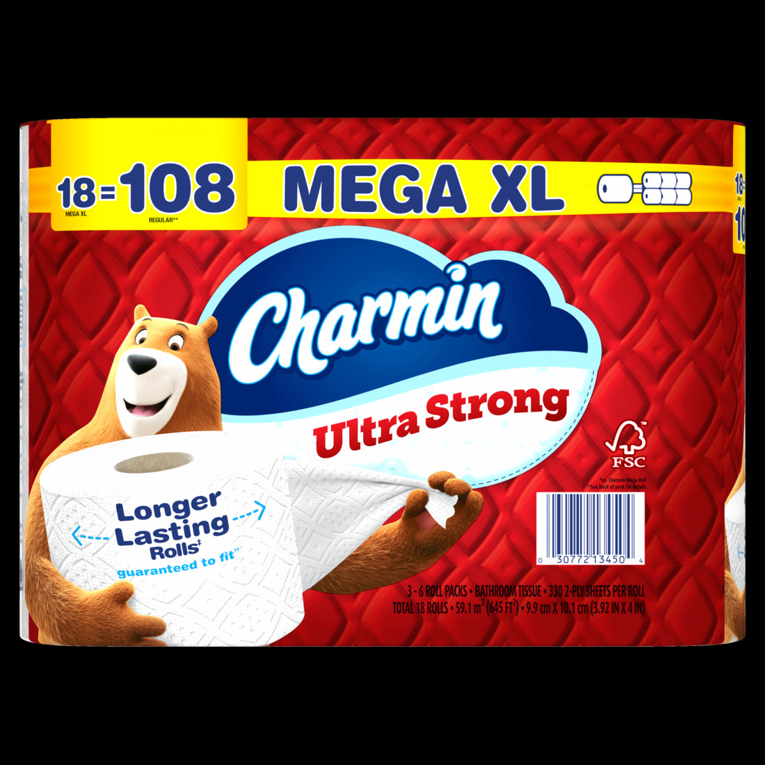 Charmin Ultra Strong Toilet Paper Mega XL Rolls 330 sheets per roll - 18ct/1pk