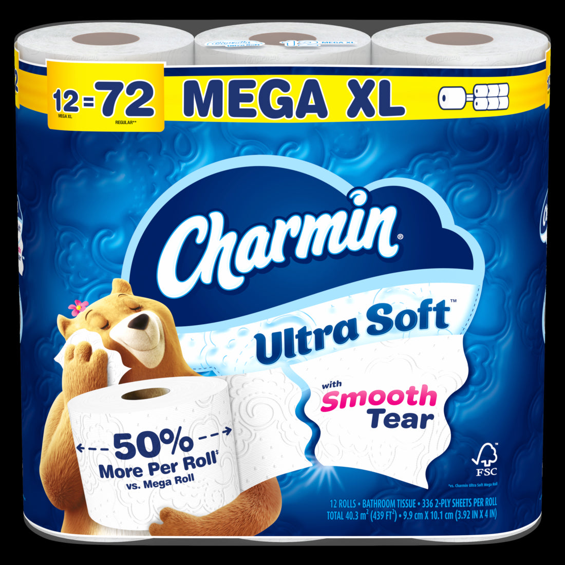 Charmin Ultra Soft Toilet Paper Mega XL Rolls - (12x336)ct/4pk