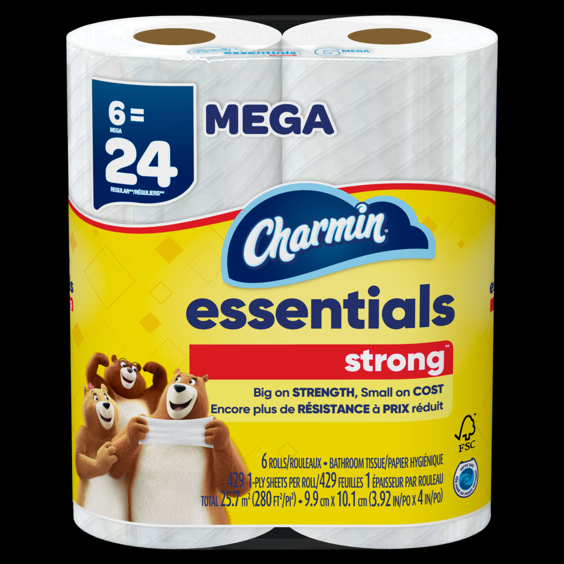 Charmin Essentials Strong Toilet Paper Mega Rolls - (6x429)ct/3pk