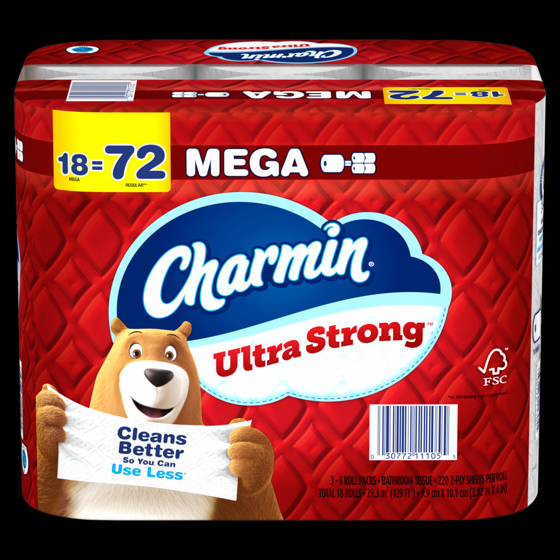 Charmin Ultra Strong Toilet Paper Mega Rolls 220 sheets per roll - 18ct/1pk