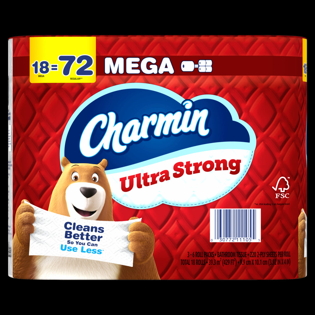 Charmin Ultra Strong Toilet Paper Mega Rolls 220 sheets per roll - 18ct/1pk