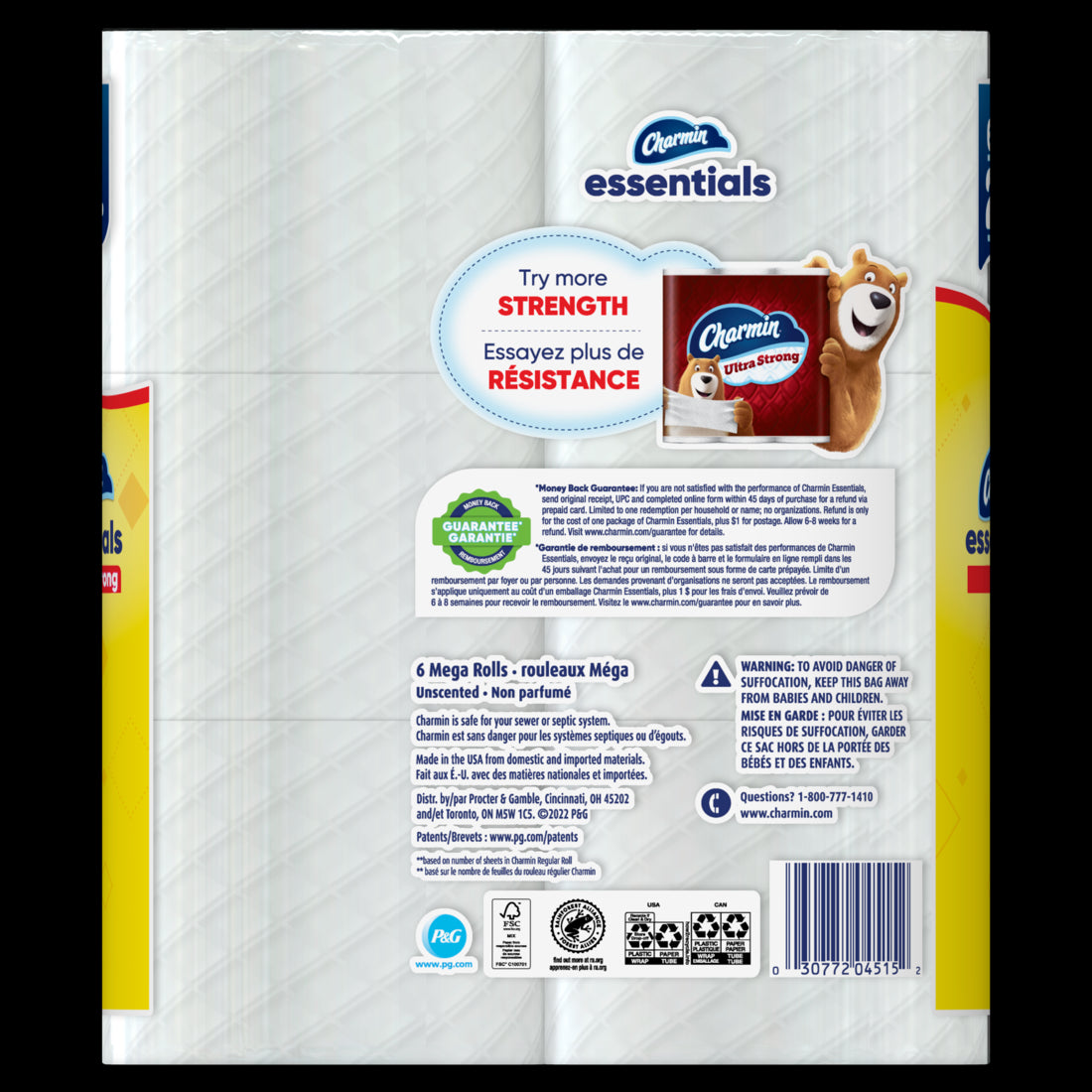 Charmin Essentials Strong Toilet Paper Mega Rolls - (6x429)ct/3pk