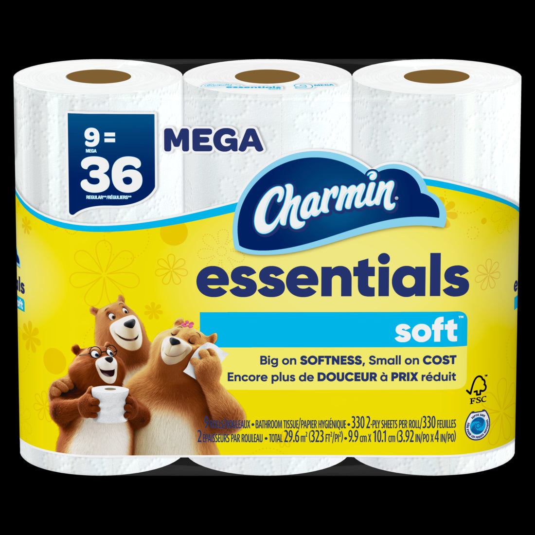 Charmin Essentials Soft Toilet Paper Mega Rolls - (9x330)ct/4pk