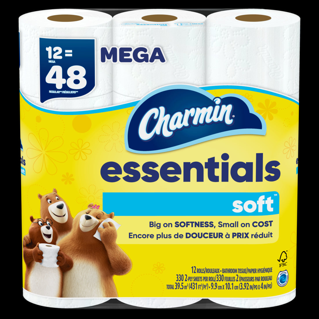Charmin Essentials Soft Toilet Paper Mega Rolls - (12x330)ct/4pk
