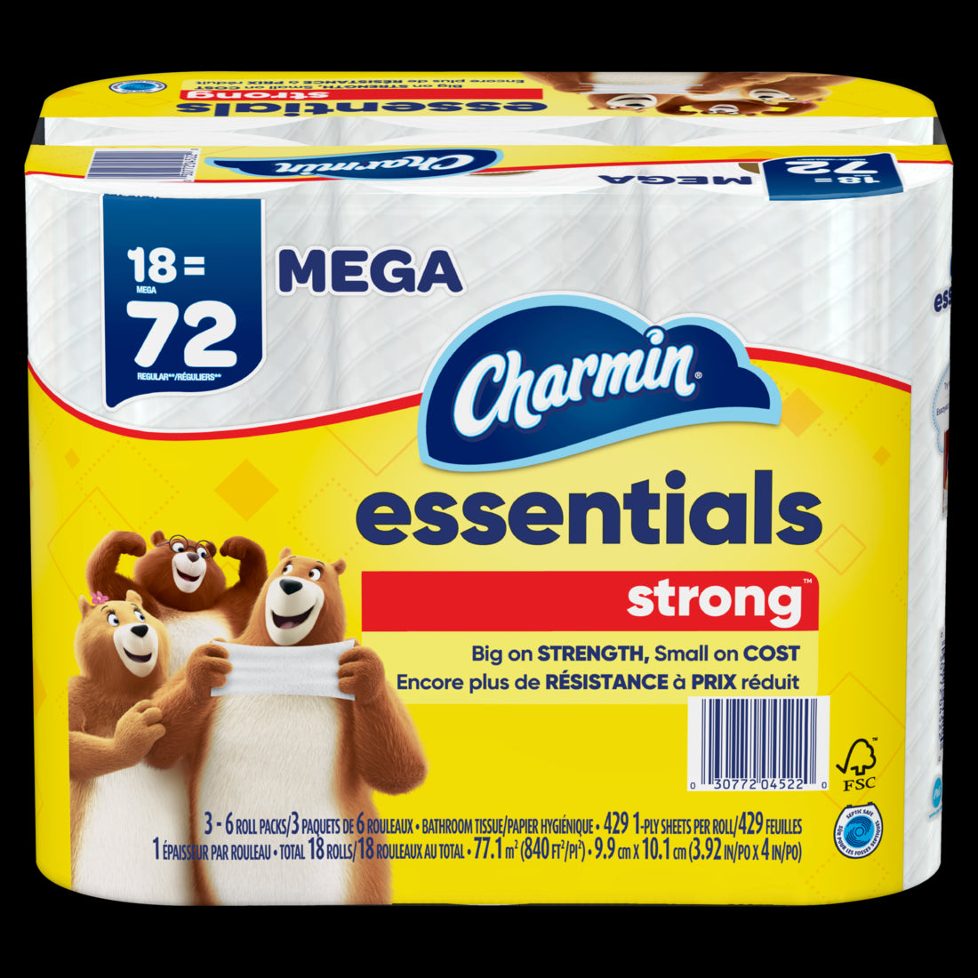 Charmin Essentials Strong Toilet Paper Mega Rolls - (6x429)ct/3pk