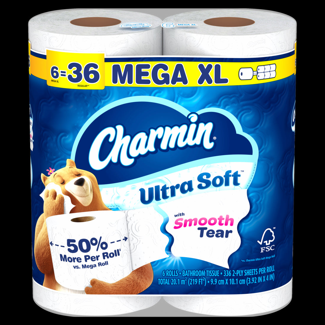 Charmin Ultra Soft Toilet Paper 6 Mega XL Rolls 336 Sheets Per Roll - 6ct/1pk