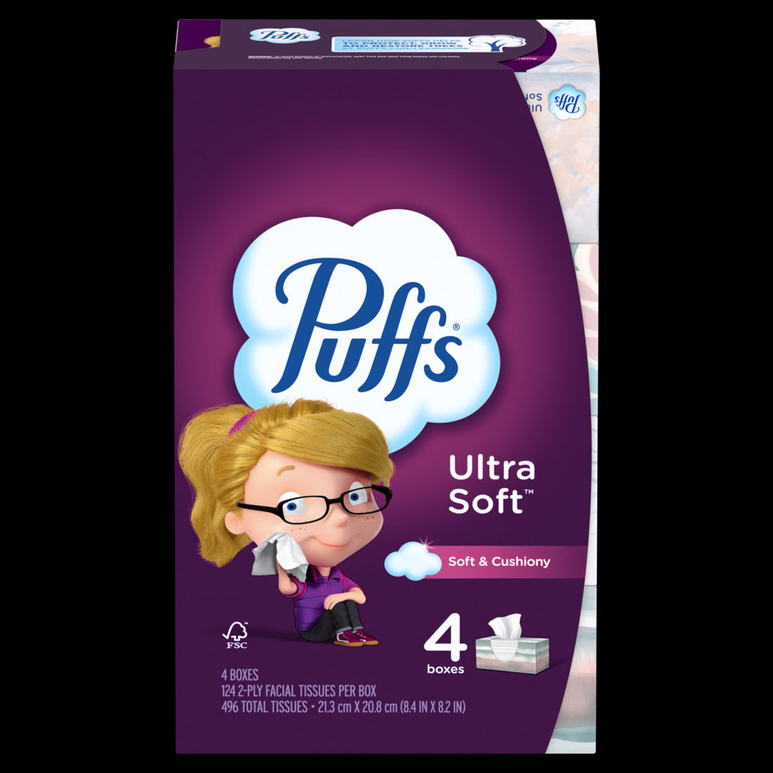 Puffs Ultra Soft Facial Tissues Family Size Boxes - (4x124)ct/6pk
