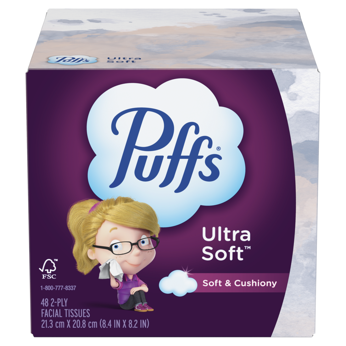 Puffs Ultra Soft Facial Tissues 1 Cube 48 Facial Tissues Per Box - 48ct/18pk