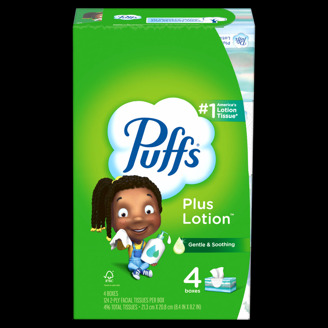 Puffs Plus Lotion Facial Tissues Family Size Boxes - (4x124)ct/6pk