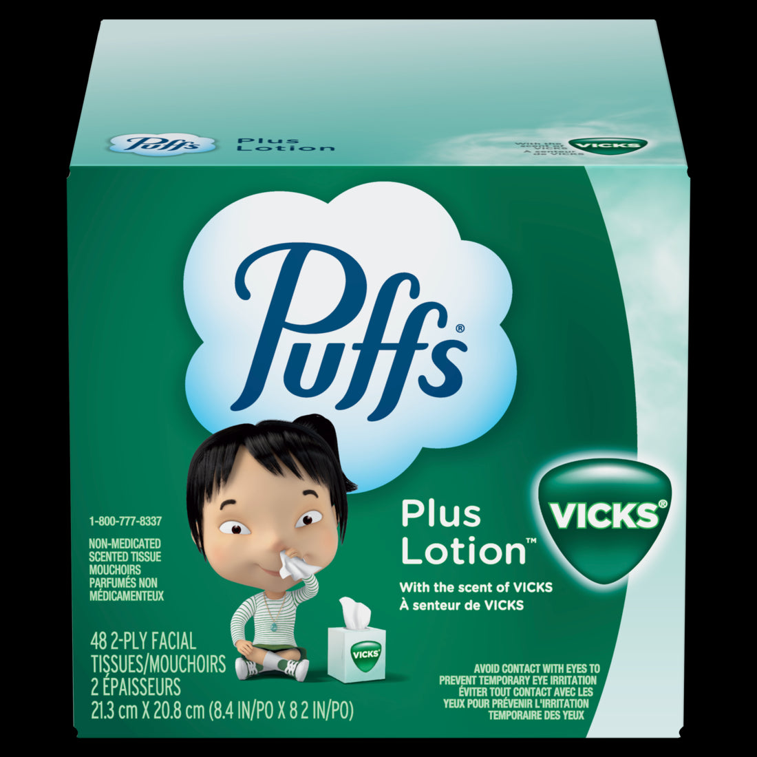 Puffs Plus Lotion with the Scent of Vick's Facial Tissues Cube Box - 48ct/24pk