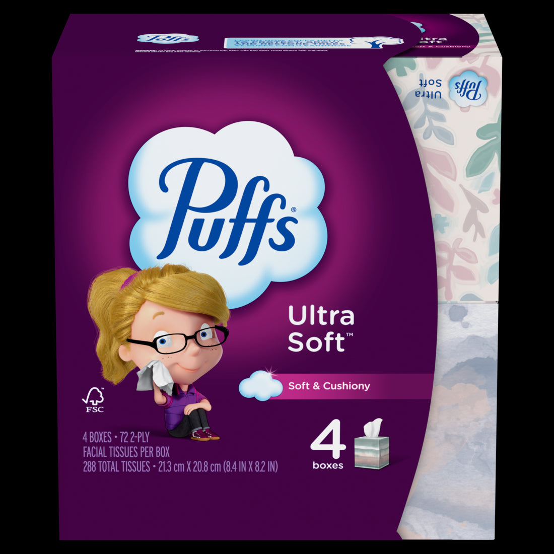 Puffs Ultra Soft Facial Tissues Mega Cube Boxes - (4x72)ct/6pk