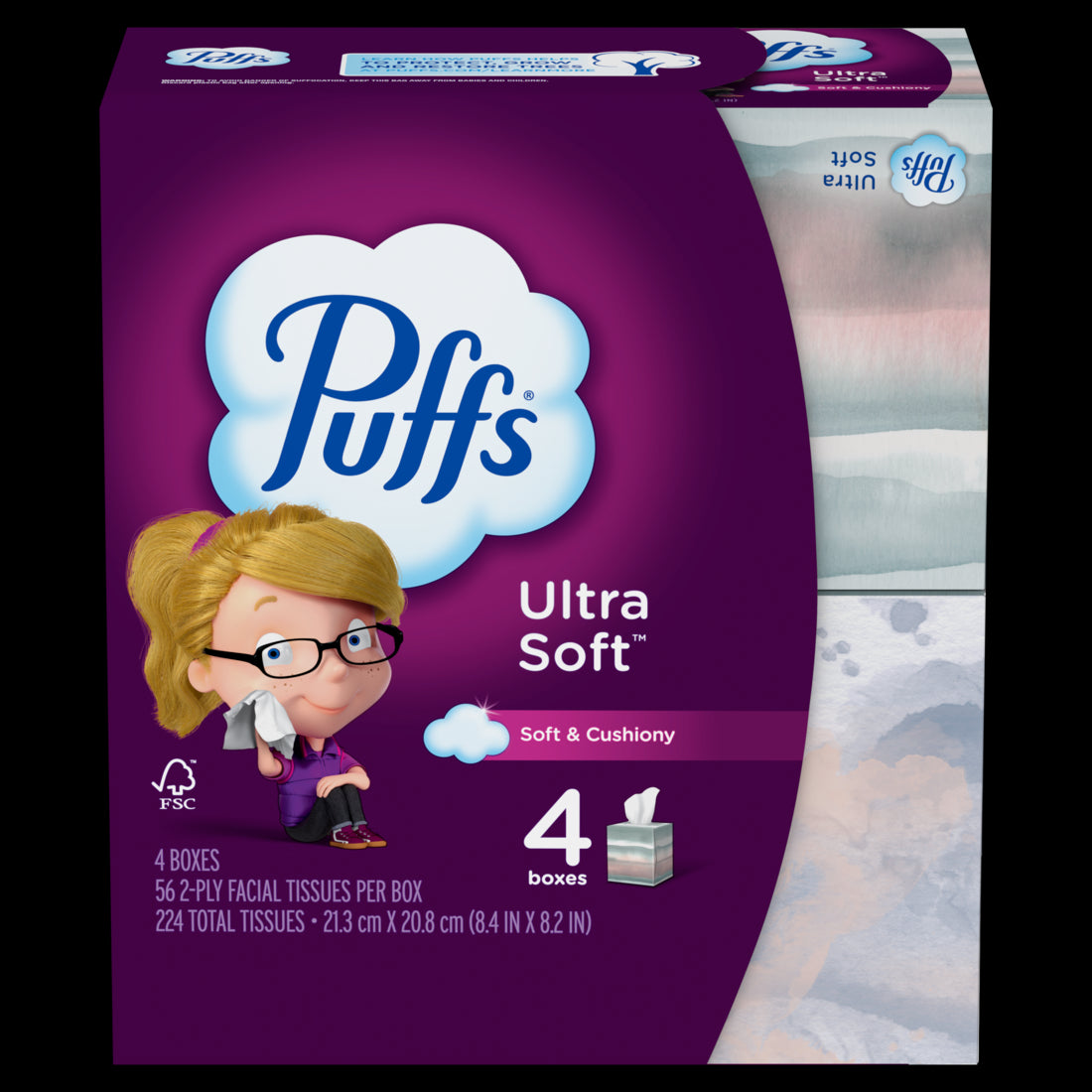 Puffs Ultra Soft Facial Tissues Cube Boxes - (4x56)ct/6pk