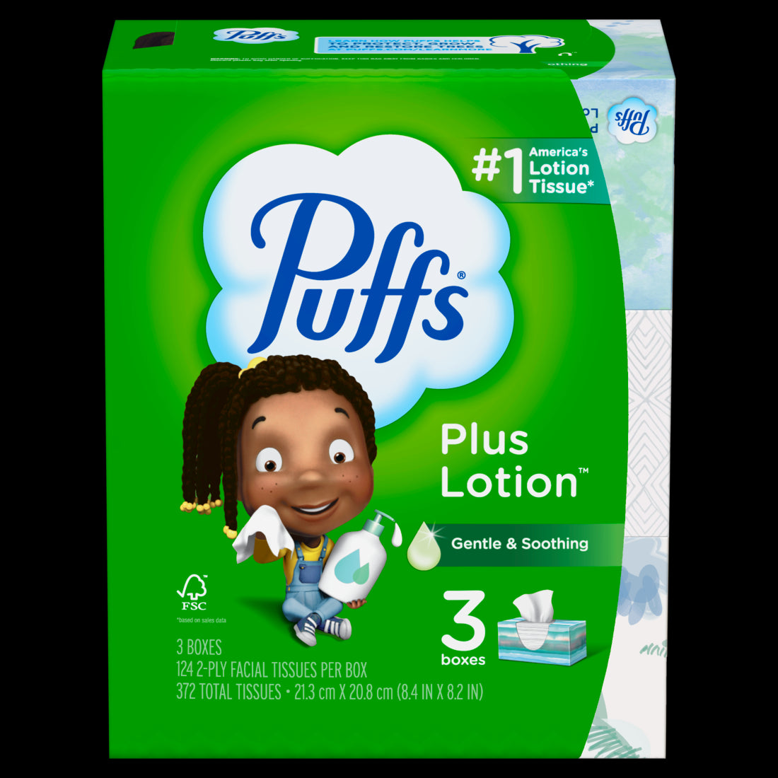 Puffs Plus Lotion Facial Tissue Family Size Boxes - (3x124)ct/8pk