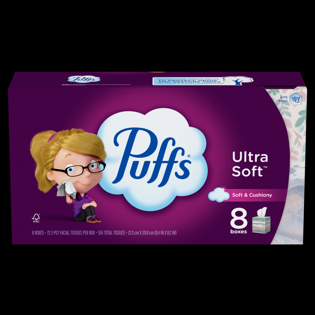Puffs Ultra Soft Facial Tissues Mega Cube Boxes - (8x72)ct/3pk