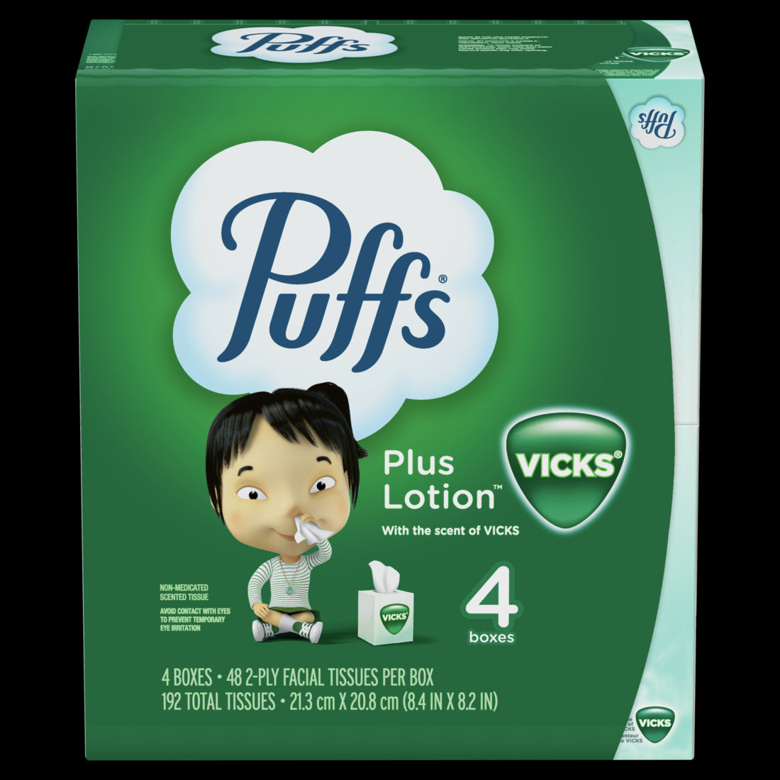 Puffs Plus Lotion with the Scent of Vicks Facial Tissues Cube Boxes - (4x48)ct/6pk