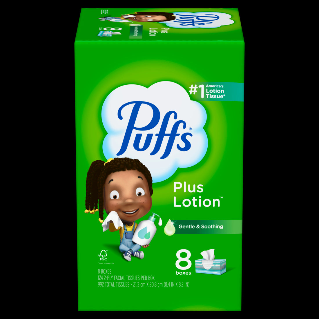 Puffs Plus Lotion Facial Tissue Family Size Boxes - (8x124)ct/4pk
