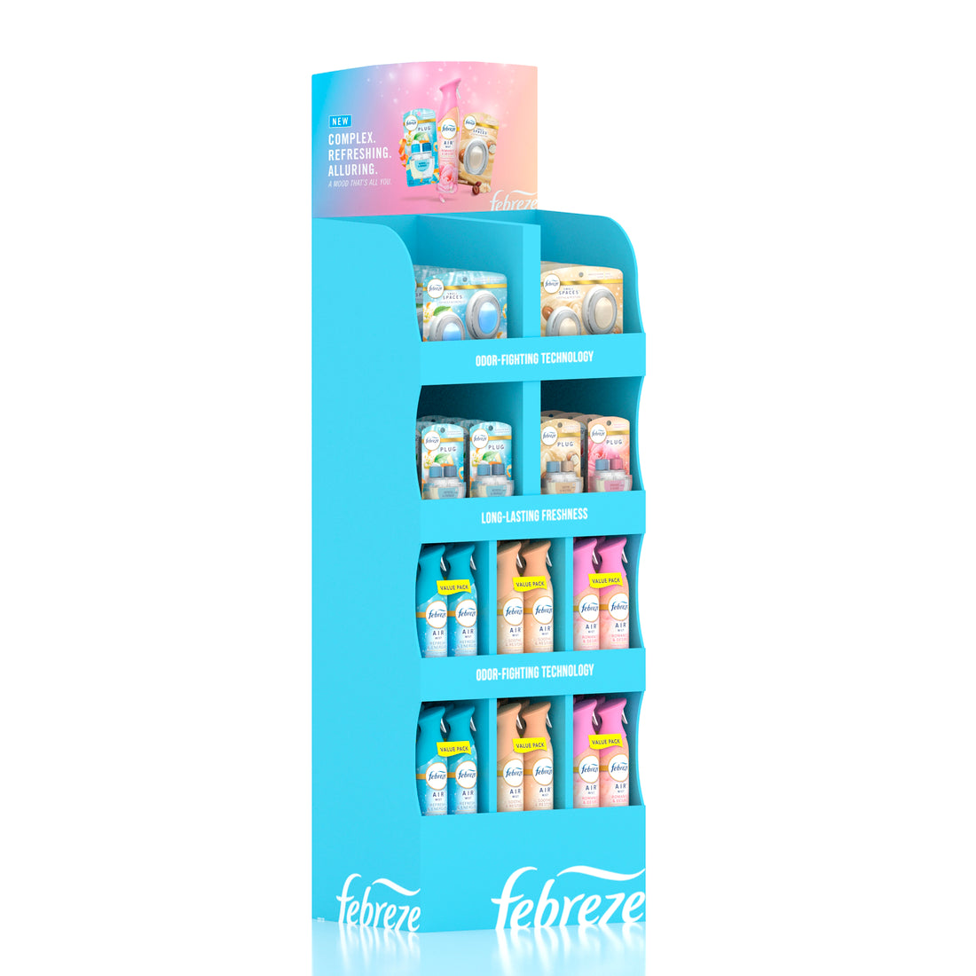Febreze Mix Floor Stand Display Small Spaces, PLUG Air Refill & Air Freshener Spray Mixed Scent - 42ct