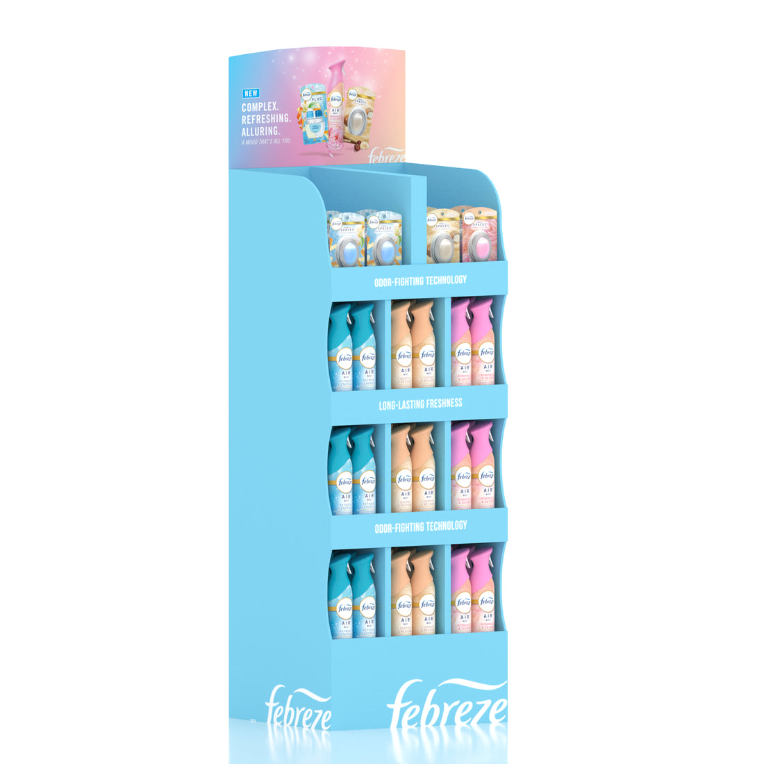 Febreze Mix Floor Stand Display Air Freshener Spray & Small Spaces Mixed Scent - 62ct