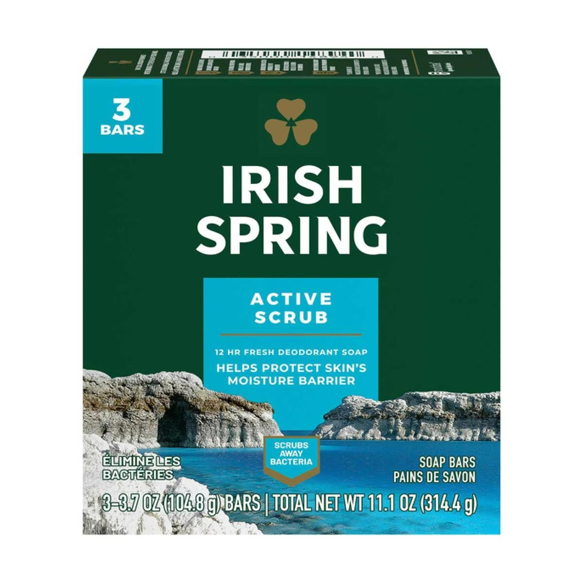 Irish Spring Active Scrub - 3.7oz/3bar/18pk  (90pt)