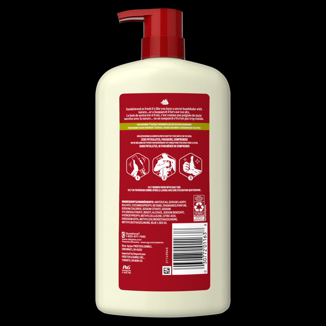 Old Spice Men's Body Wash Timber with Sandalwood 24/7 Shower Fresh - 30oz/4pk
