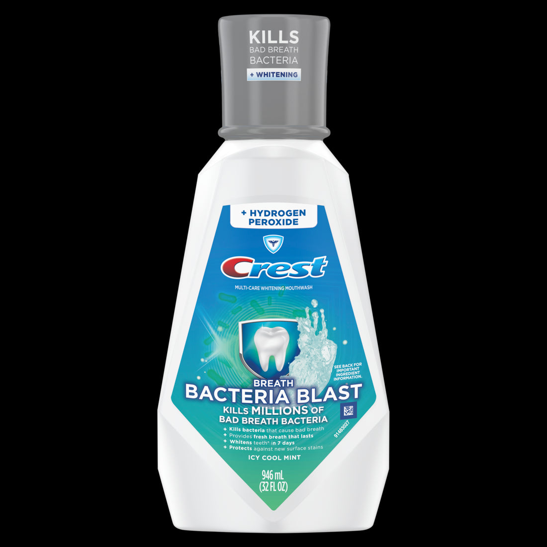 Crest Breath Bacteria Blast Mouthwash Mint 1L - 33.8oz/6pk