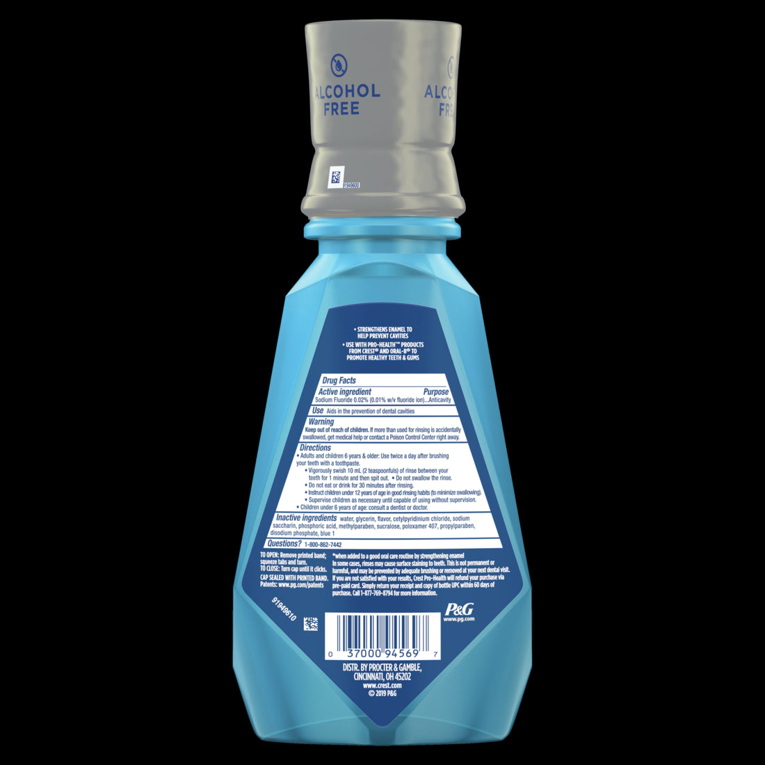 Crest Pro Health Advanced Alcohol Free Anticavity Fluoride Mouthwash Fresh Mint 500 mL - 16.9oz/4pk