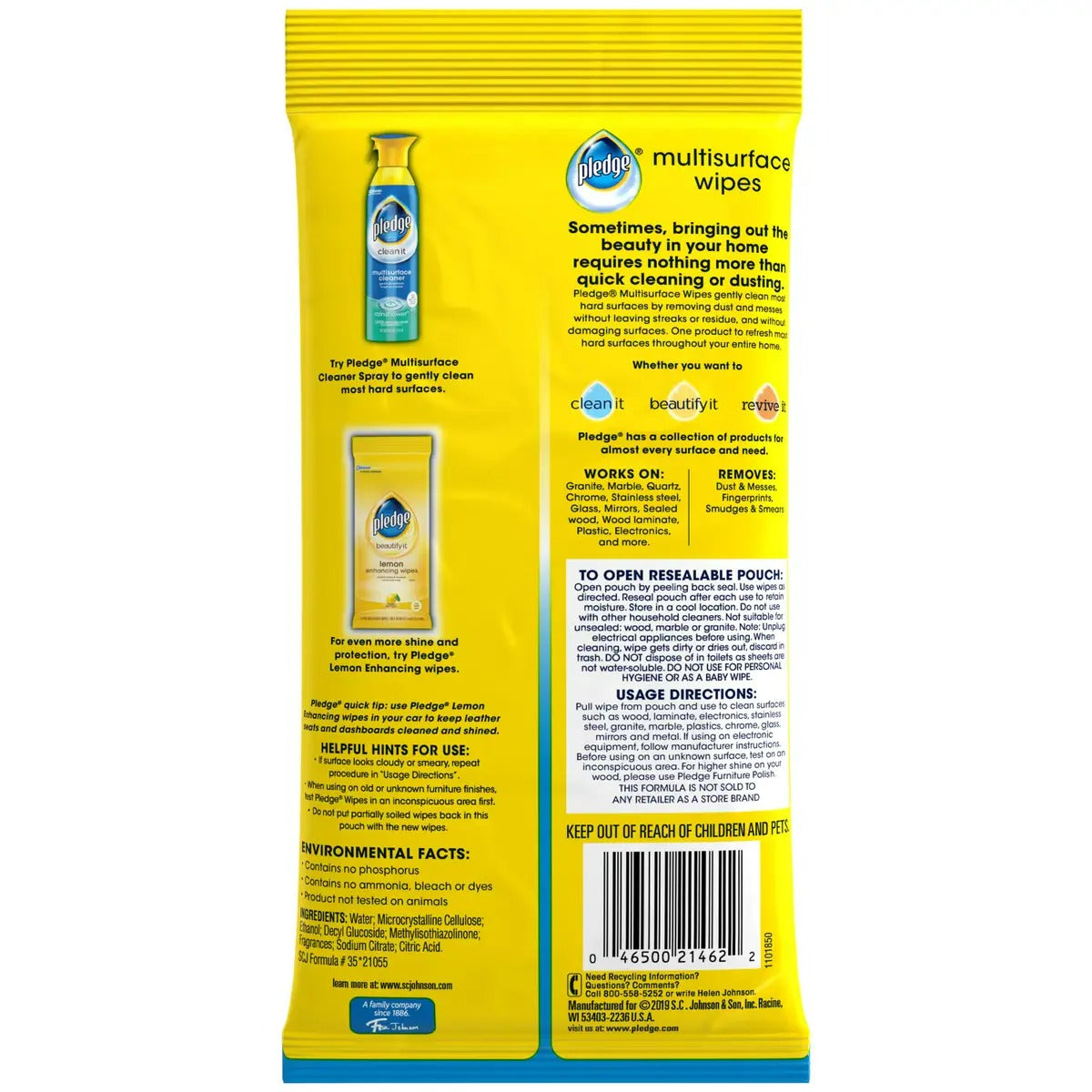 Pledge Multi-Surfaces Wipes Citrus - 25ct/12pk