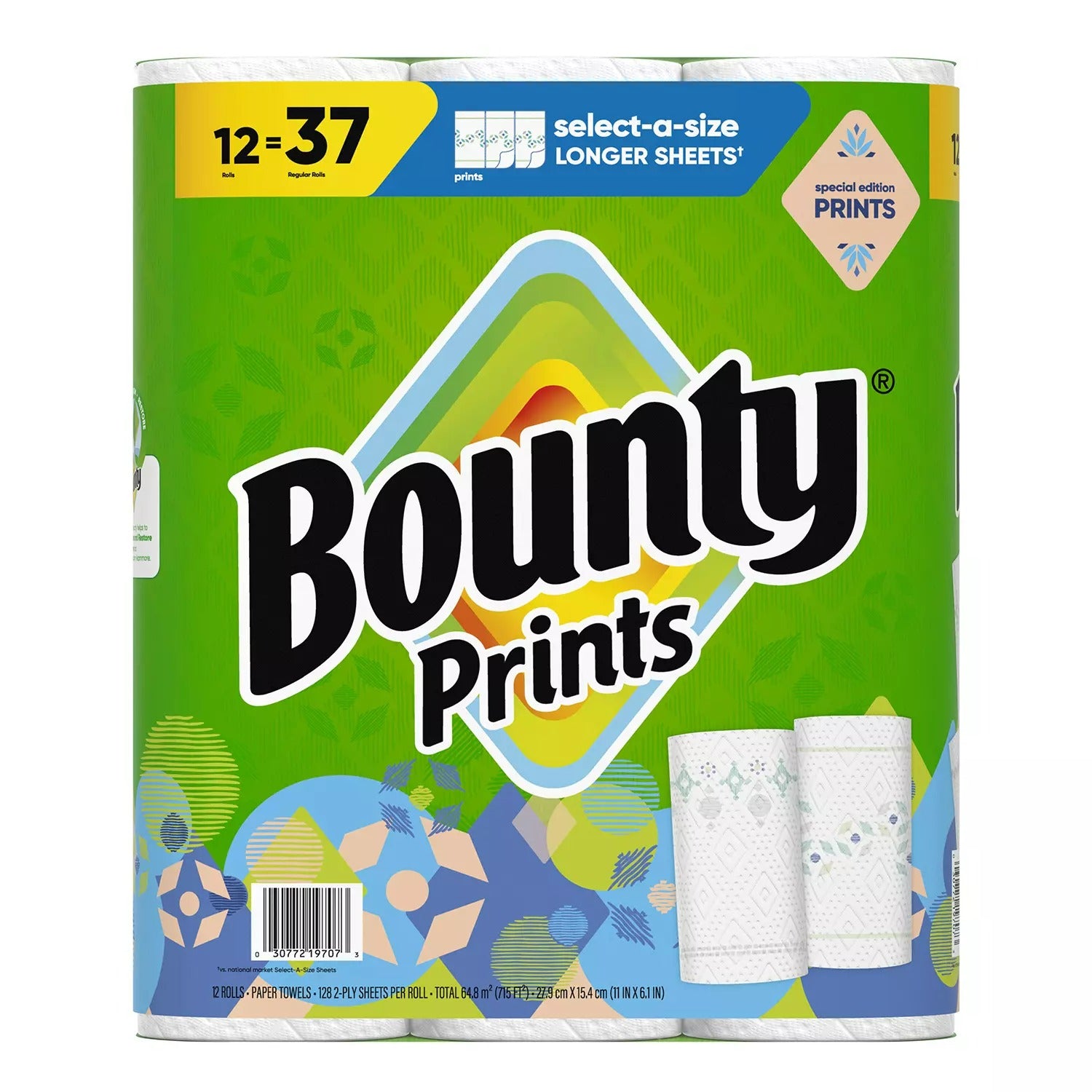 Bounty Prints Select-A-Size 2-Ply Paper Towels - (12x128)ct/1pk