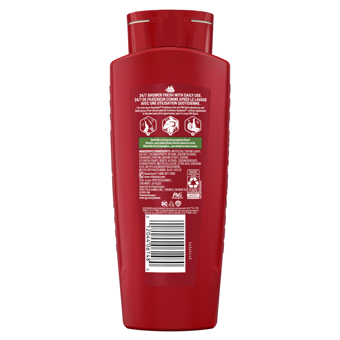 Old Spice Cleansing Body Wash For Men 24/7 Shower Fresh With Lasting Scent 2-in-1 Body And Face Wash Rich Lather Aquaman Fresh Ocean And Seastorm Scent - 24oz/4pk